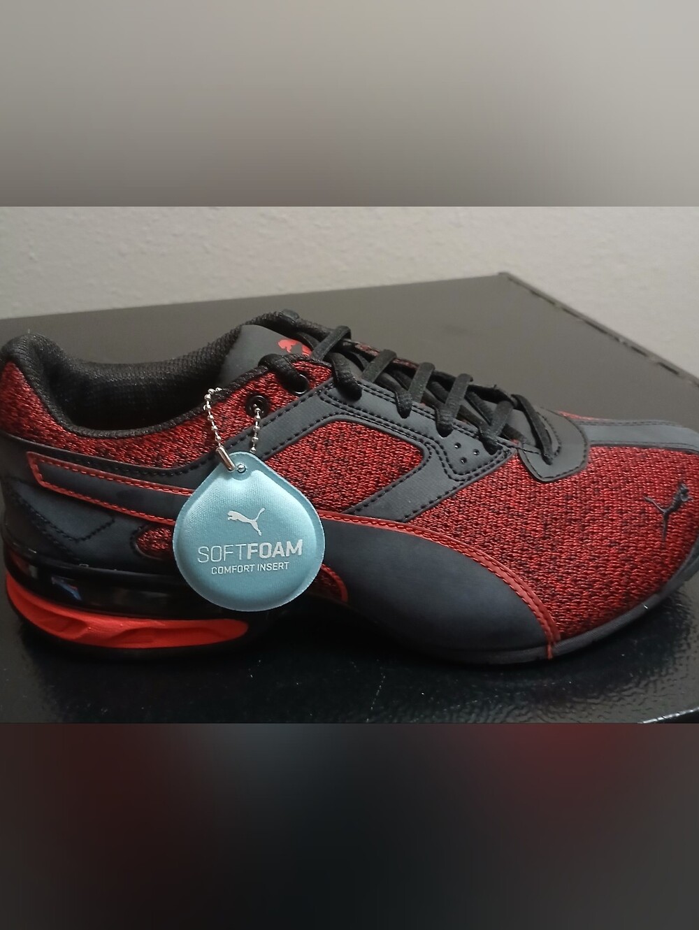 Puma Tazon 6 Knit Mens Soft Foam Shoes In Black/Red (New In Box)